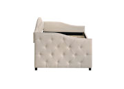 Taupe soft  fabric upholstery button-tufted twin daybed w/ trundle by Coaster additional picture 5