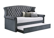 Gray finish soft velvet upholstery twin daybed w/ trundle by Coaster additional picture 2