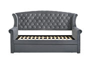 Gray finish soft velvet upholstery twin daybed w/ trundle by Coaster additional picture 4