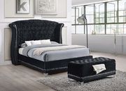 Black upholstered queen bed in glam style by Coaster additional picture 2