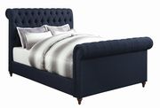 Navy blue upholstered queen bed by Coaster additional picture 5