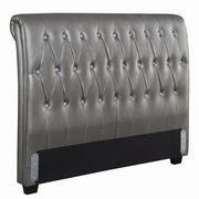 Metallic gray charcoal leatherette queen bed by Coaster additional picture 2