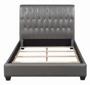 Metallic gray charcoal leatherette queen bed by Coaster additional picture 4