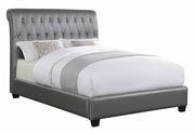 Metallic gray charcoal leatherette queen bed by Coaster additional picture 5