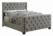 Palma light grey upholstered queen bed by Coaster additional picture 6