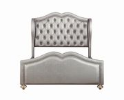 Grey upholstered tufted headboard queen bed additional photo 4 of 4