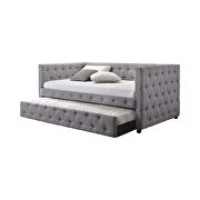Gray fabric chesterfield design twin daybed w/ trundle by Coaster additional picture 2