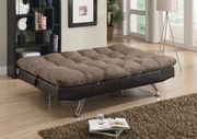 Brown padded sofa bed with chrome legs by Coaster additional picture 2