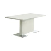 Chrome metal base white lacquer dining table by Coaster additional picture 2