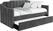 Charcoal gray velvet fabric upholstery twin daybed w/ trundle by Coaster additional picture 2