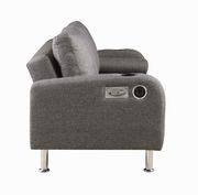 Gray linen sofa bed w/ bluetooth speakers by Coaster additional picture 4