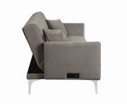 Sofa bed w/ power outlet in taupe microvelvet by Coaster additional picture 3