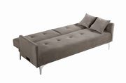 Sofa bed w/ power outlet in taupe microvelvet by Coaster additional picture 7