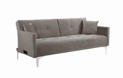 Sofa bed w/ power outlet in taupe microvelvet by Coaster additional picture 8