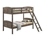 Weathered brown finish twin/twin bunk bed by Coaster additional picture 2