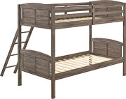Weathered brown finish twin/twin bunk bed by Coaster additional picture 3
