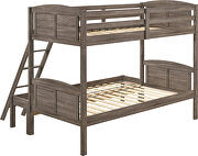 Weathered brown finish twin/full bunk bed by Coaster additional picture 3