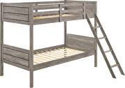 Weathered taupe finish transitional twin/twin bunk bed by Coaster additional picture 2