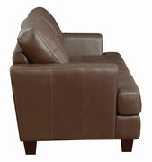 Affordable brown faux leather sofa additional photo 2 of 9