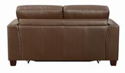 Affordable brown faux leather sofa additional photo 3 of 9