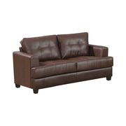 Affordable brown faux leather sofa by Coaster additional picture 9