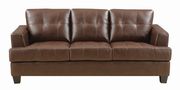 Affordable brown faux leather sofa by Coaster additional picture 10
