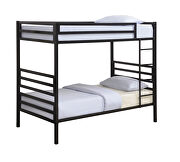 Matte black metal finish twin/twin bunk bed by Coaster additional picture 2