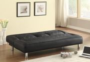 Black leatherette sofa bed w/ fold out table by Coaster additional picture 2
