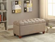 Tufted taupe storage bench additional photo 2 of 1