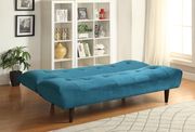 Teal velvet fabric tufted sofa bed by Coaster additional picture 2