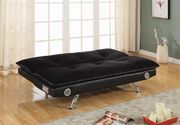 Casual black sofa bed in black velvet/leatherette additional photo 2 of 1