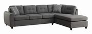 Linen-like gray fabric casual sectional couch additional photo 4 of 3