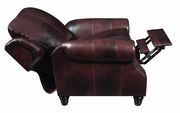 100% leather brown rolled arm recliner sofa additional photo 2 of 8