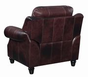 100% leather brown rolled arm recliner sofa additional photo 3 of 8
