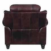 100% leather brown rolled arm recliner sofa additional photo 4 of 8