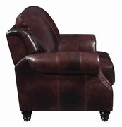 100% leather brown rolled arm recliner sofa additional photo 5 of 8