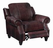 100% leather brown rolled arm recliner sofa by Coaster additional picture 7