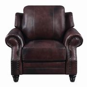 100% leather brown rolled arm recliner sofa by Coaster additional picture 8