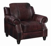 100% leather brown rolled arm recliner sofa by Coaster additional picture 9