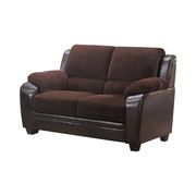 Chocolate microfiber/leather casual fabric couch additional photo 3 of 4