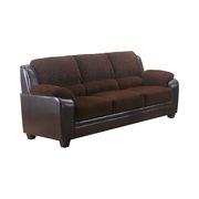 Chocolate microfiber/leather casual fabric couch additional photo 4 of 4