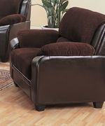 Chocolate microfiber/leather casual fabric couch additional photo 5 of 4