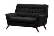 Retro black fabric tufted elegant sofa w/ wooden legs by Coaster additional picture 4