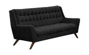 Retro black fabric tufted elegant sofa w/ wooden legs by Coaster additional picture 5