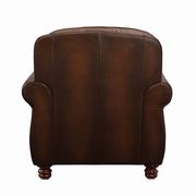Traditional hand rubbed leather brown chair additional photo 3 of 4