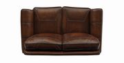 Traditional hand rubbed leather brown loveseat by Coaster additional picture 2