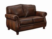 Traditional hand rubbed leather brown loveseat by Coaster additional picture 5