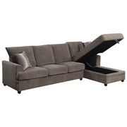 Chocolate fabric sectional w/ sleeper by Coaster additional picture 2