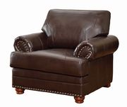 Brown leather traditional comfortable couch additional photo 2 of 4