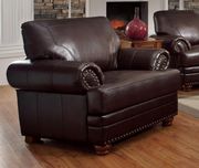 Brown leather traditional comfortable chair by Coaster additional picture 2